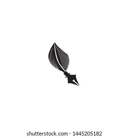 pen leaf logo vector icon illustration