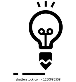 Pen with ligh bulb vector illustration in solid color design