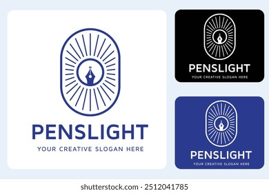 Pen Light Logo Design Template