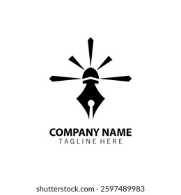 pen lighthouse logo design vector