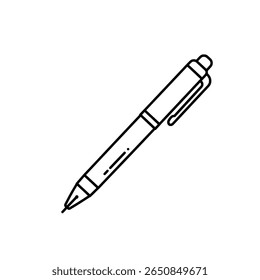 Ilustração da arte da linha da caneta. Ferramenta de escrita simples ou esboço do ícone do suprimento do escritório.