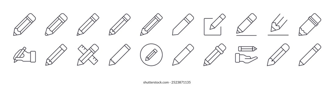 Pen Line Icon Bundle. Editable Stroke. Minimalistic Linear Pictogram for Design of Cards, Apps, Banners, Posts