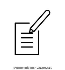 Icono de línea de lápiz con notas. ilustración de icono relacionada con la escritura. Diseño de vector simple editable.