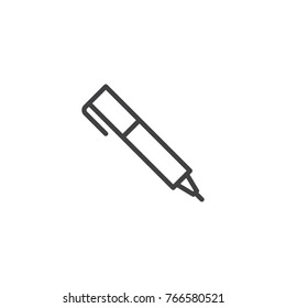 Pen line icon, outline vector sign, linear style pictogram isolated on white. Pencil symbol, logo illustration. Editable stroke