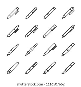 Pen line icon set
