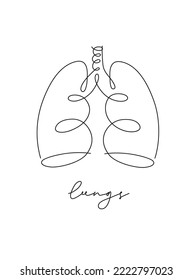 Pen Line Poster Lungs Drawing In Pen Line Style On White Background