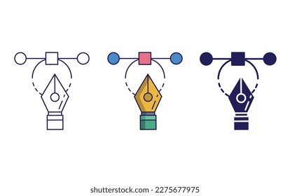 Pen too line and solid vector icons