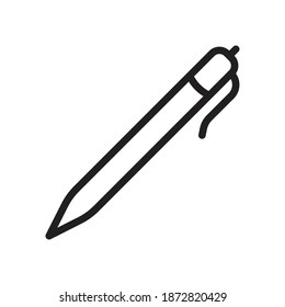 Pen, line writing icon, vector line sign, linear style pictogram isolated on white. Symbol, logo illustration. Editable strokes. Pixel perfect