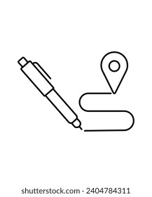 pen with location icon, vector best line icon.
