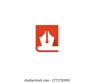 Pen logo book education vector icon 