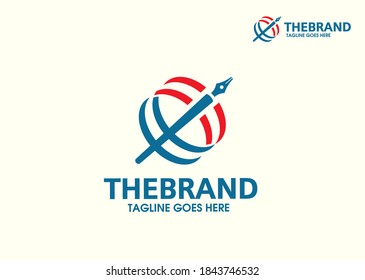 Pen Logo with circle background color template Vector