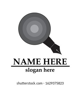 pen logo design with arrow board. creative and simple