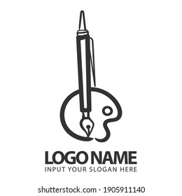 Logo-Design des Pens. Geschichten, Vektordesign. Pen und Signatur-Logo. Logo-Design.