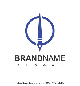 Pen Logo Design Template, Education, Journalism And Law Company Symbol 