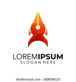 Pen logo design template Premium Vector