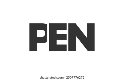 PEN logo design template with strong and modern bold text. Initial based vector logotype featuring simple and minimal typography. Trendy company identity ideal for businesses brand presence.