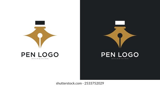 Modelo de design de ícone de logotipo de caneta. Identidade moderna do autor corporativo. Vetor Premium