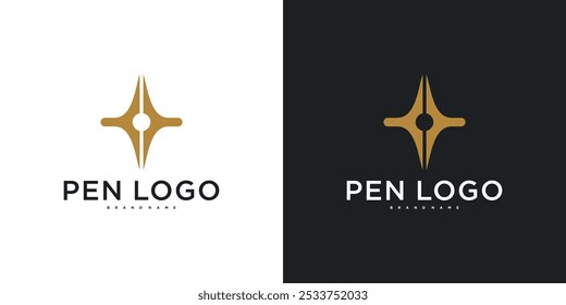 Modelo de design de ícone de logotipo de caneta. Identidade moderna do autor corporativo. Vetor Premium