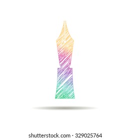 Pen logo painted in the colors of the rainbow