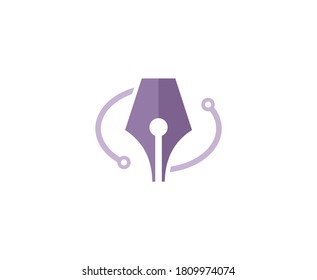 Icono de educación tecnológica del logo de la pluma 