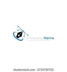 Stift-Logo mit Technologie-Design-Kombination, einfache Linie Design