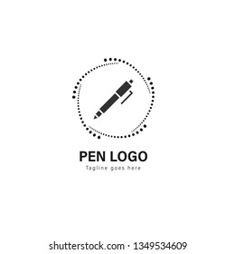 Pen logo template design. Pen logo with modern frame isolated on white background