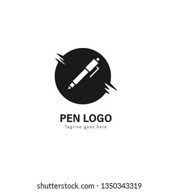 Pen logo template design. Pen logo with modern frame isolated on white background