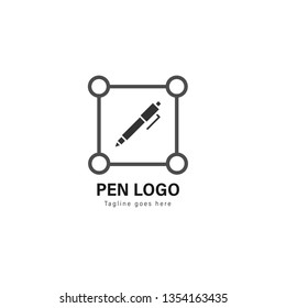 Pen logo template design. Pen logo with modern frame isolated on white background