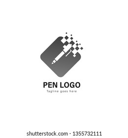 Pen logo template design. Pen logo with modern frame isolated on white background