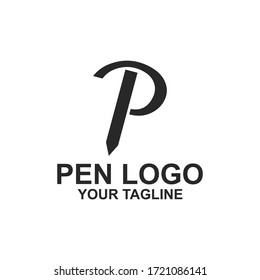 Pen Logo template Vector, P Letter