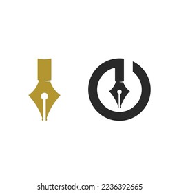 Pen logo tool gradient colorful style vector