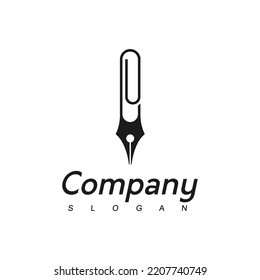 Pen Logo Using Clip Icon Suitable For Business, Education, And Law firm Company Symbol