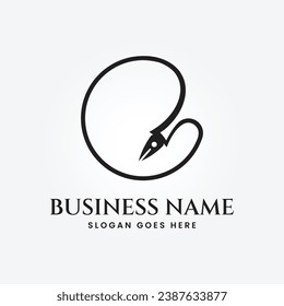 pen logo vector icon design, classic stationery illustration