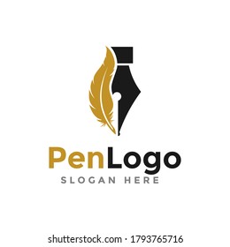 Pen logo vector, icon, symbol, education illustration design template.