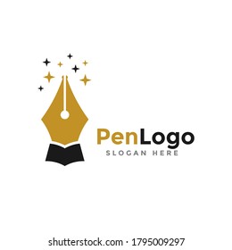 Vector del logotipo de la pluma, icono, símbolo, plantilla de diseño de ilustración educativa.