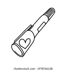 Pen with love Doodle vector icon. Drawing sketch illustration hand drawn cartoon line.