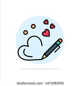 Pen, Love, Heart, Wedding Abstract Circle Background Flat color Icon