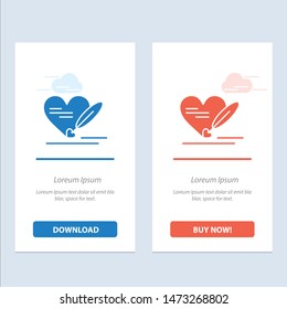 Pen, Love, Heart, Wedding  Blue and Red Download and Buy Now web Widget Card Template