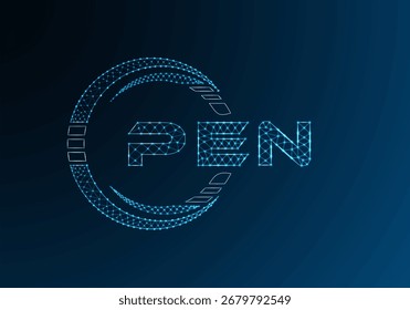 Diseño de Vector de logotipo de letra de polietileno baja PEN. Diseño de logotipo de poliéster inferior PEN. Logotipo de poliéster bajo.