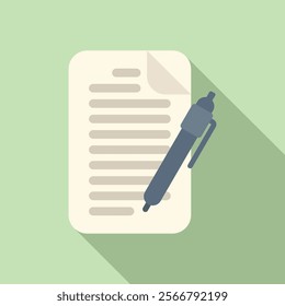 Pen is lying on a paper, suggesting the concept of writing and taking notes