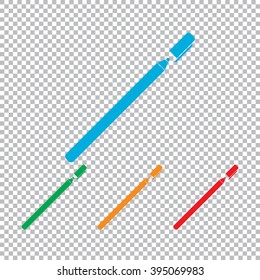 Pen or marker icon. Color set with transparent grid