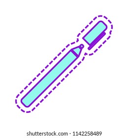 Pen or marker icon. Colored sketch with dotted border on white background