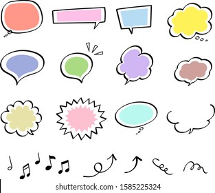 Pen marker speech bubble set (hand-drawn style)