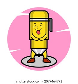Pen mascot cartoon with flashy expression in cute style for t-shirt, sticker, logo element