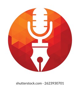 Pen microphone conference podcast radio logo design.