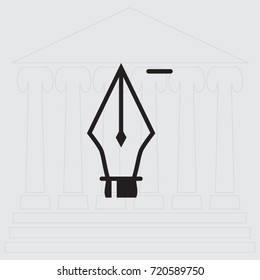 Pen with minus sign vector icon