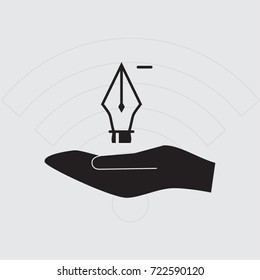 Pen with minus sign vector icon