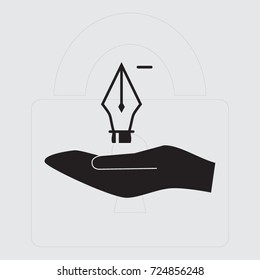 Pen with minus sign vector icon