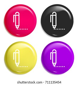 Pen multi color glossy badge icon set. Realistic shiny badge icon or logo mockup