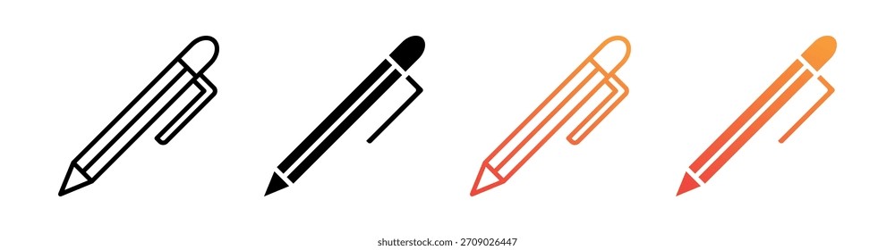 Pen Multiple Style Icon Set Vector